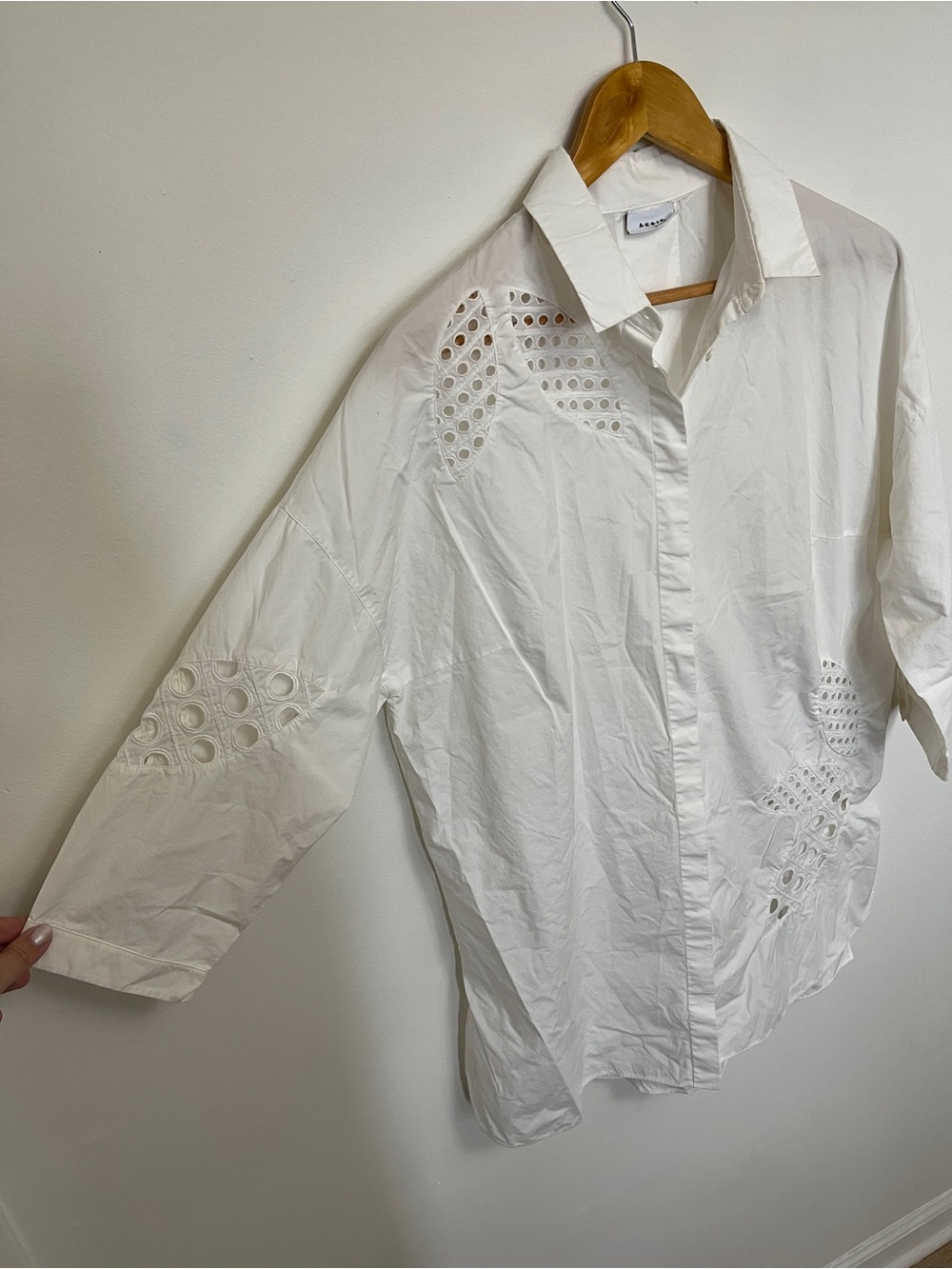 Akris Punto White Eyelet Shirt Dress Size 12 - Picture 4 of 8